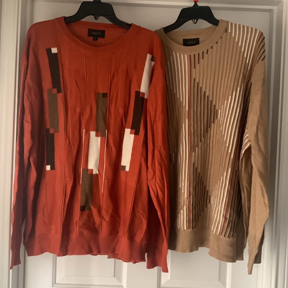 2Pack Miko Pullover Wool Blend Mens Long Sleeve Sweater